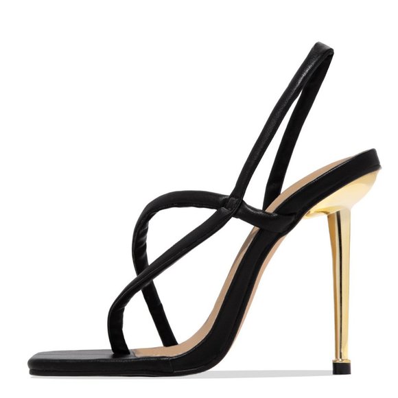 NEW🔥 Thong Open Toe Sandal Metallic Stiletto Heel - Picture 7 of 8